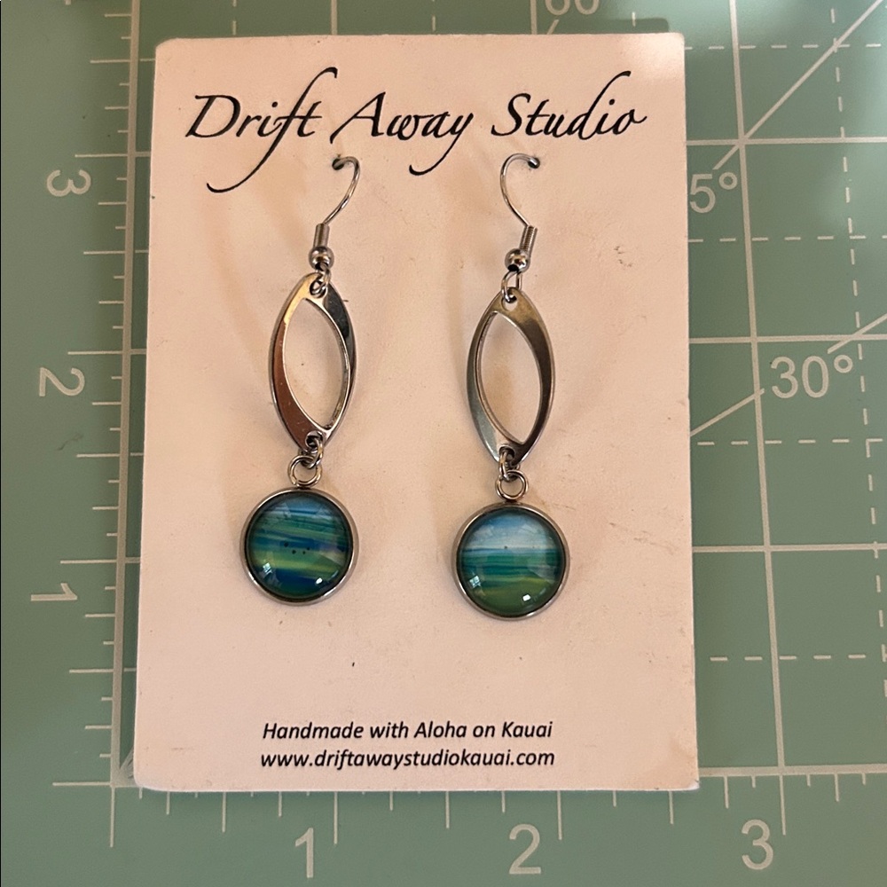 Silver Earrings with Blue Accents - Picture 3 of 3